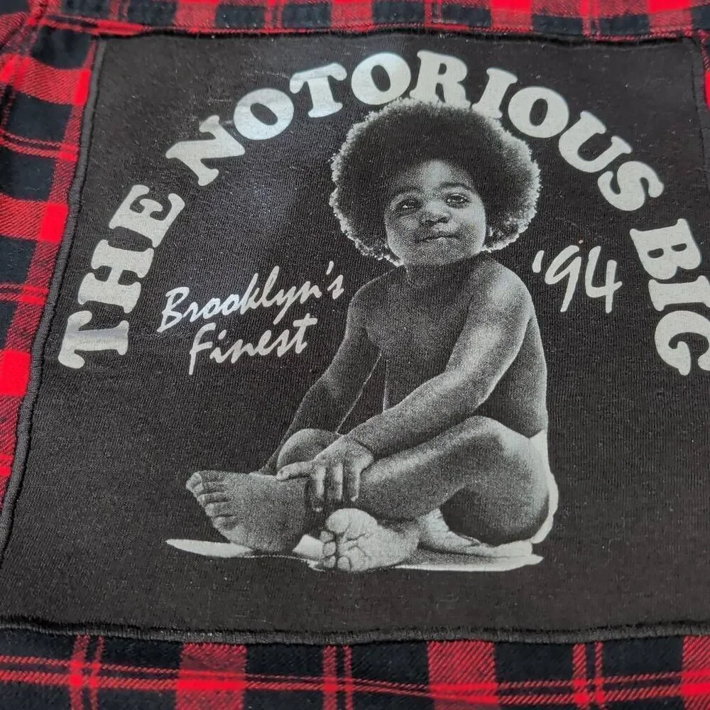 The Notorious B.I.G. upcycled red and black Carters Flannel shirt size 2t